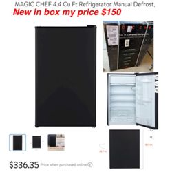 New MAGIC CHEF 4.4 Cu Ft Refrigerator Manual Defrost, E-Star $150 cash only East Palmdale 