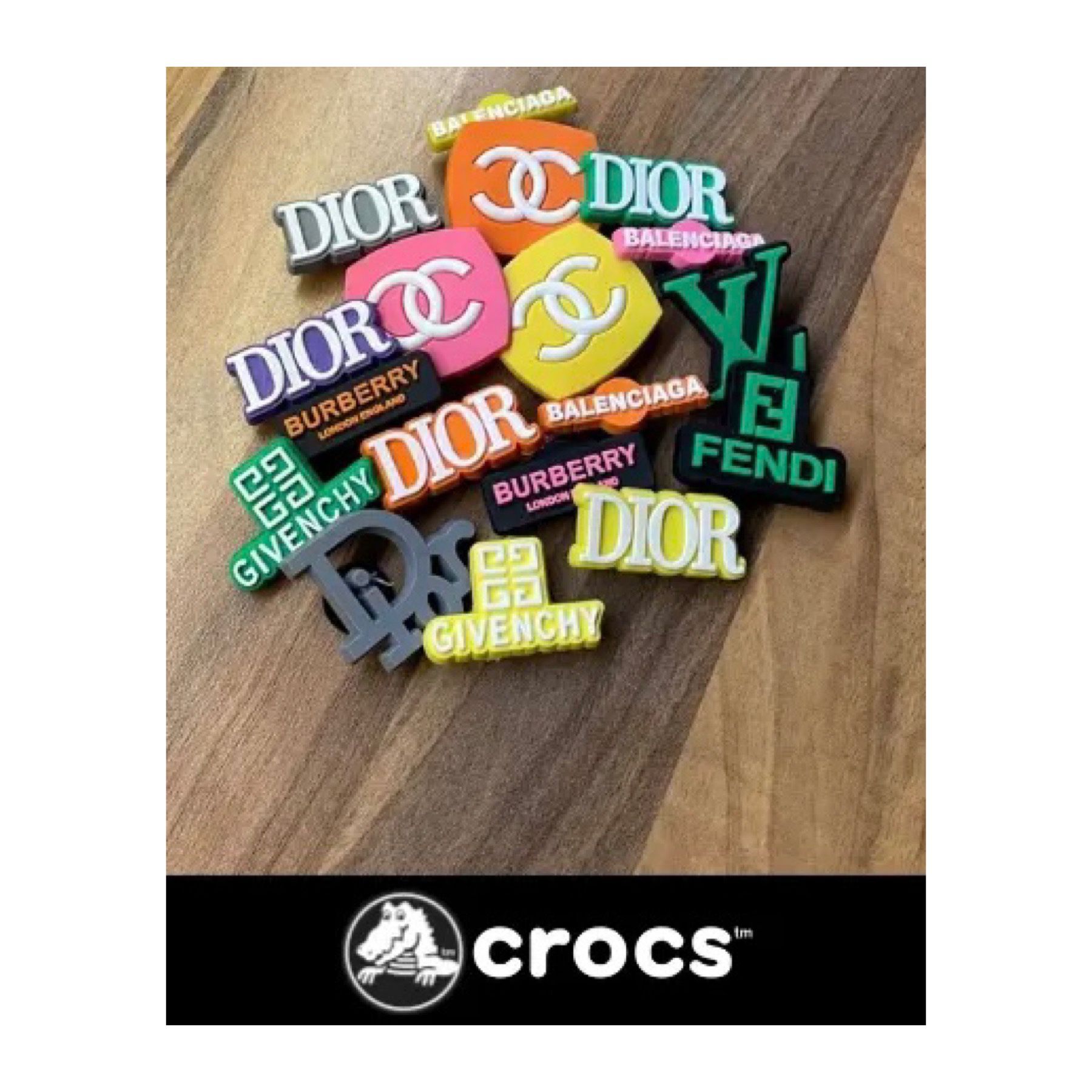 8 Piece Designer Croc Charms Nike/GG/CC/Dior And More for Sale in