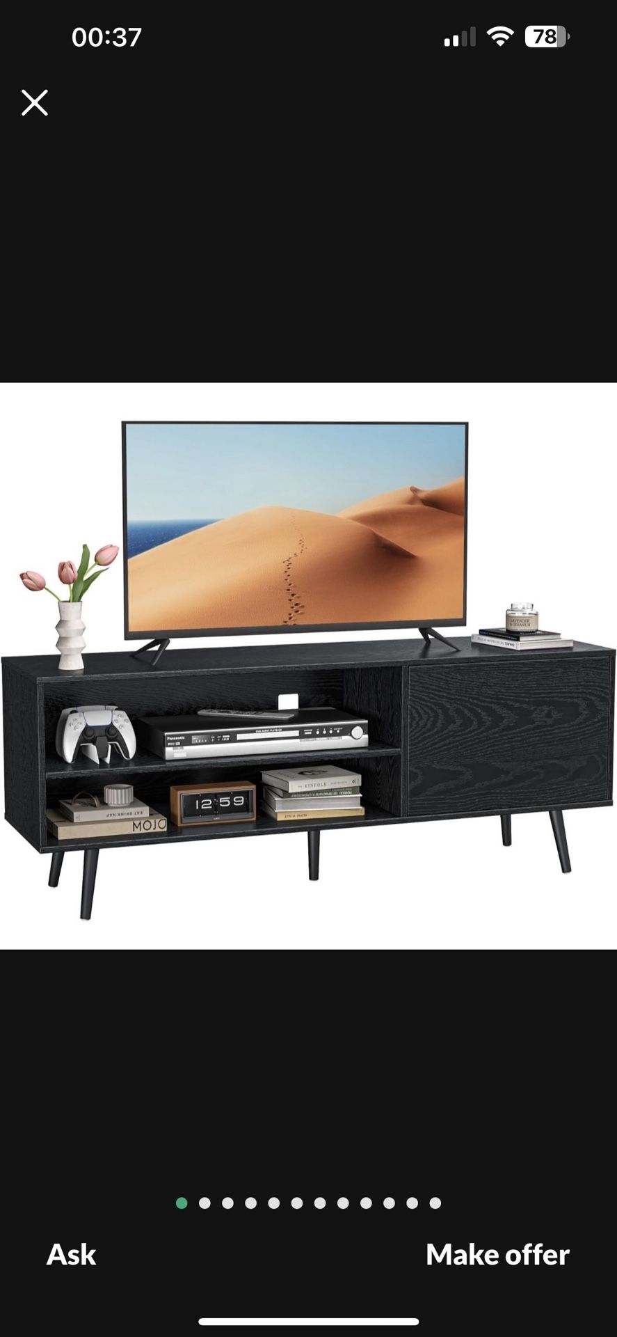  TV Stand with Storage for TVs up to 70 In, Rustic Brown TV Stand for Media, Mid Century Modern TV Stand & Entertainment Center with Shlef，Wood TV Con