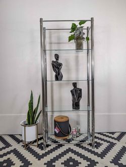 MCM Chrome & Glass 4 Tiered Etagere Display Shelf