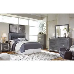 Lodanna Queen/Full Upholstered Panel Headboard Bed with Mirrored Dresser Astounding Savings On the Horizon