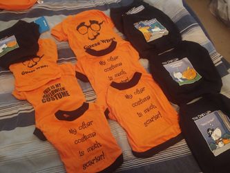 PET T-SHIRT DOG CAT & OTHER PET, 3 HUMOROUS DESIGNS In BLACK+ 3 Orange Tshirts To Choose From, SIZES XS & SML,
