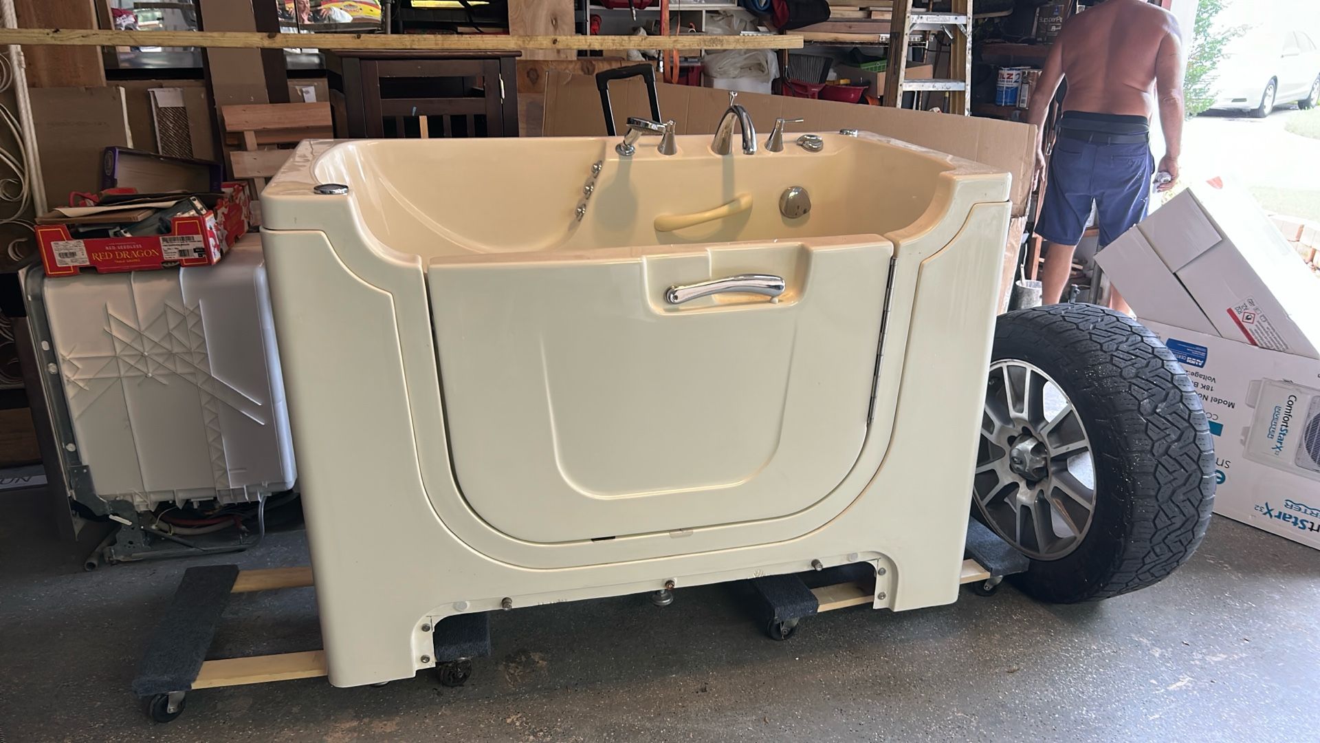 Fully Loaded Walkin Bathtub With Air and Water Jets, Center Drain Wheelchair