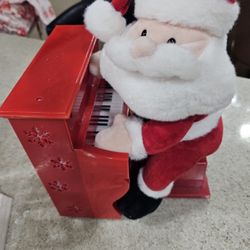 Santa Claus Animated Light Up Musical Plush Figure Plays Piano Christmas Carols