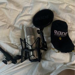 Rode Microphone, Mic Stand And Dust Bag