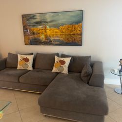 Gray Fabric Sectional Sofa