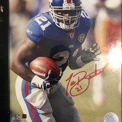 Tiki Barber Signed Pic Framed w/cert