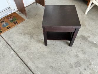 Dark Wood End Table with Bottom Shelf
