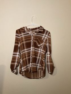 Wild fable brown and tan collared shirt