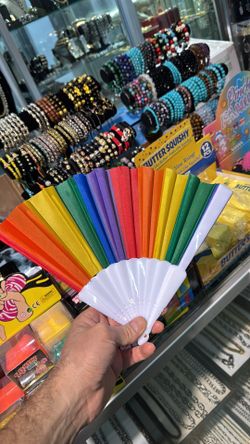 Rainbow hand fans