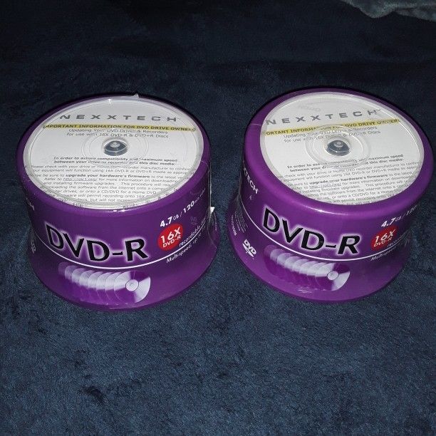 Nexxtech DVD-R 16x 4.7 GB 120 Minutes Recordable Discs 2 NEW 50 Packs 100 Total