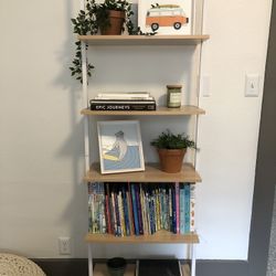 Cute Ladder Bookshelf In White And Wood