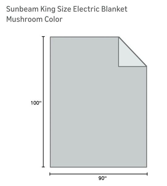 Sunbeam King Size Electric Blanket Mushroom Color