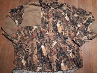 Mens Size 2Xlarge Buck Camo Deer Hunting Button-Up Shirt