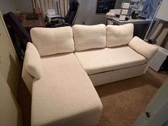 White Boucle Sectional Sleeper Sofa