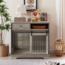 Sliding Door Dog Crate with Drawers grey $160 