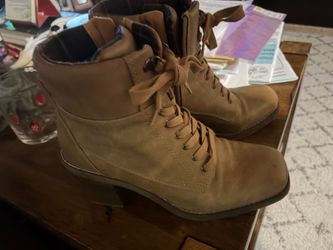 Tan Lace-Up Ankle Combat Boots