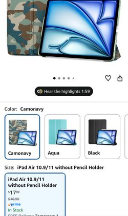 ProCase for iPad Air 11-inch Case M4/M3/M2, Air 5th/4th Gen 10.9,Camonavy one color