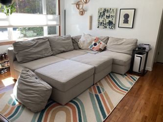 Lovesac Sactional sectional, 6 seats + 5 sides, down inserts