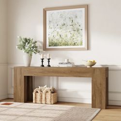 Long Sofa Console Table For Entryway Living Room Hallway Foyer Entrance, Wood Behind Couch Table With Wooden Double Base  Size:  31.5" H x 78.8" W x 1