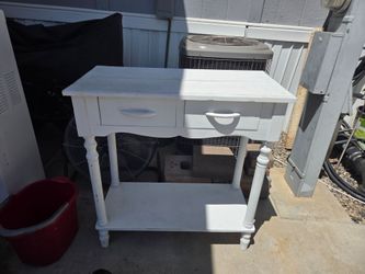 White Wood Console Table with Drawers