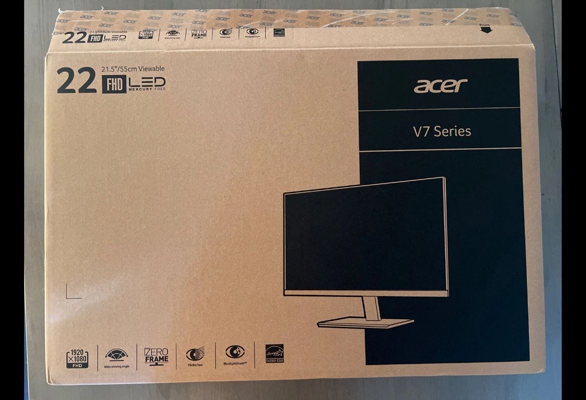 Acer V227Q 22" 1080p 75Hz Monitor HDMI VGA - Open Box w/Cables