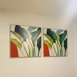 Framed Spring Fling Plants Textured Canvas Wall Art AT HOME