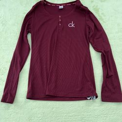 Calvin Klein Burgundy Long Sleeved Top