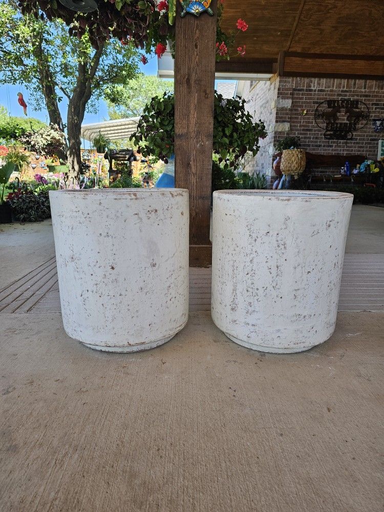 White Cylinder Clay Pots . (Planters) Plants, Pottery, Talavera $75 cada una.