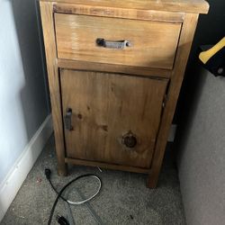 Nightstand, end table, solid wood, antique dish