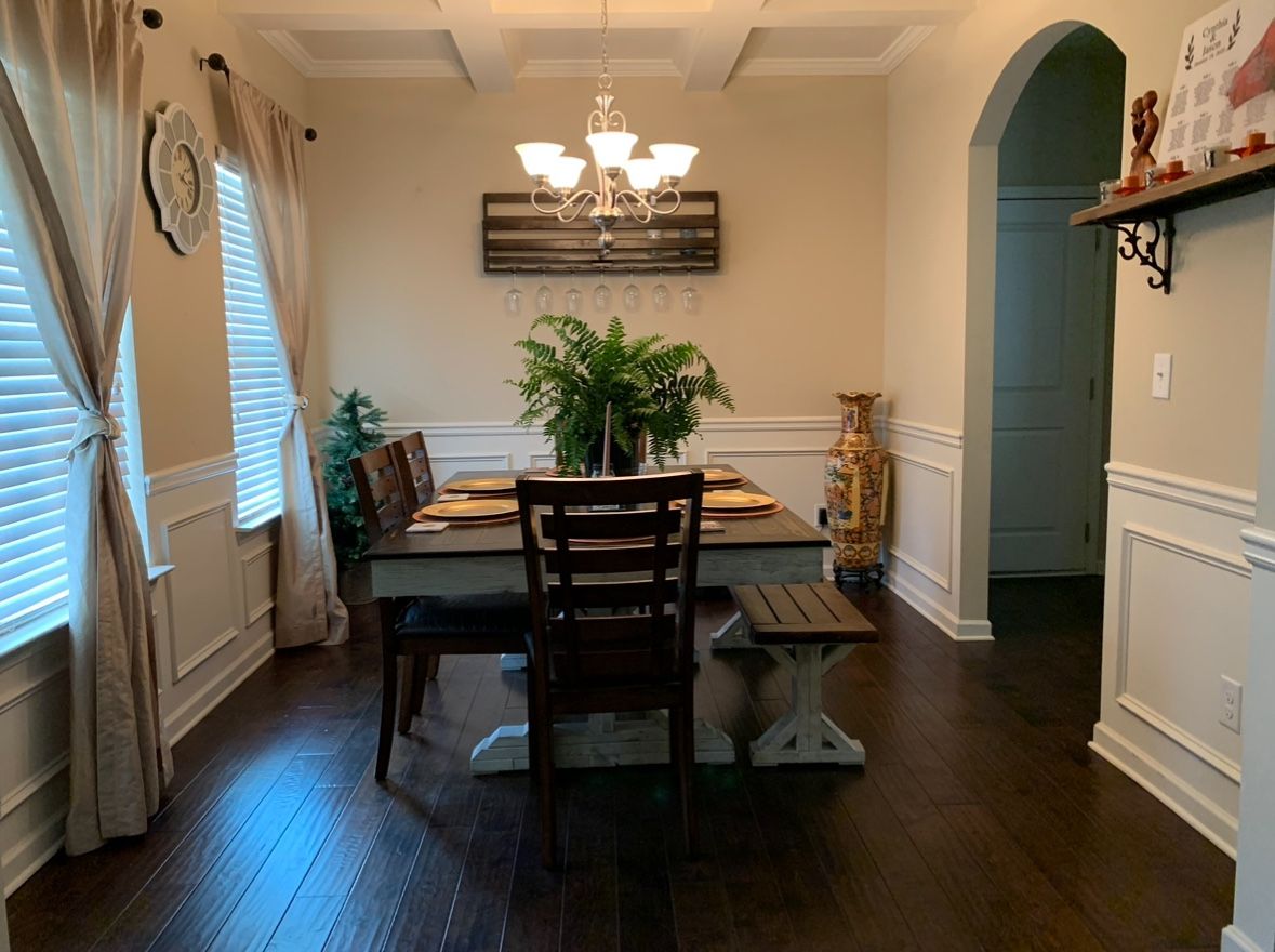 Custom Made Dining Room Table, Bench And Wine Rack 