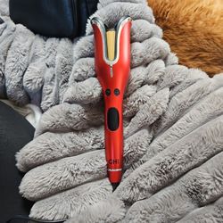 CHI Spin & Curl Ceramic Rotating Curler In RED! 