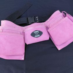 Pink Suede-like Tool Belt - Multi-pocket Utility Apron - Adjustable