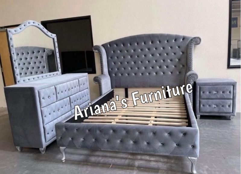 New King Bed Dresser Mirror Nightstand
