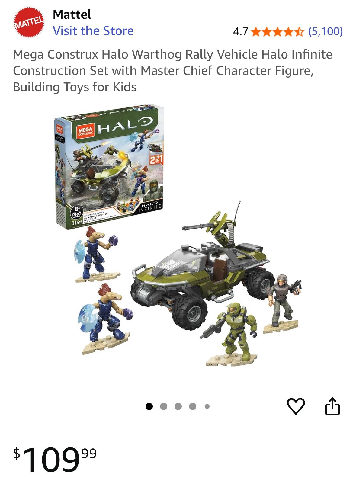 Mega Construx Halo Warthog Rally Vehicle Halo Infinite Construction Set with Master Chief Character Figure