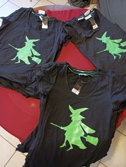 Womens witch Halloween t shirts in sizes small medium and large