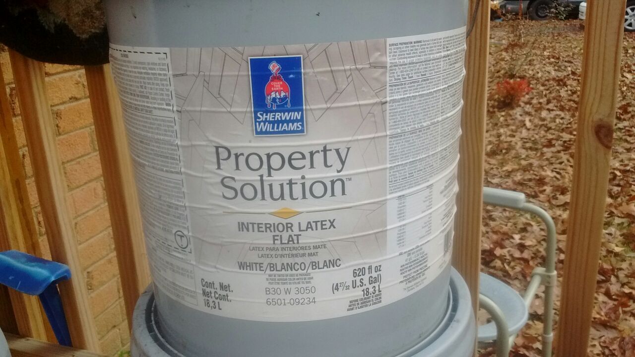 5 gallon bucket interior latex flat Sherwin-Williams property solution paint