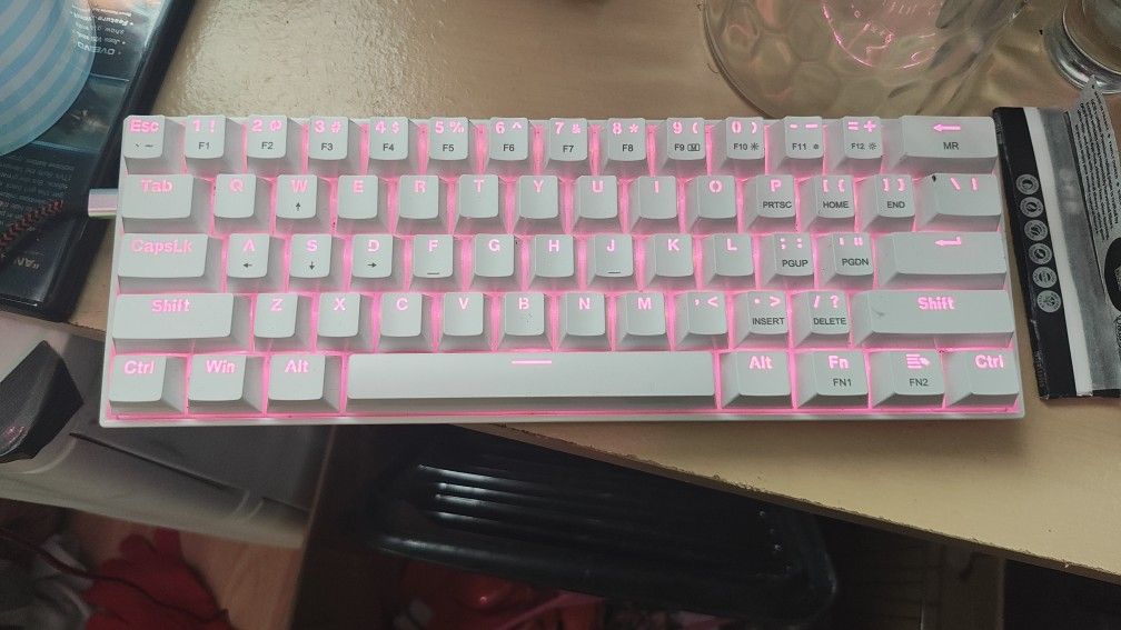 Dragonborn K630 Wired Pink Backlit 60% Mechanical Keyboard 