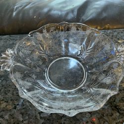 Vintage Etched Glass Dish