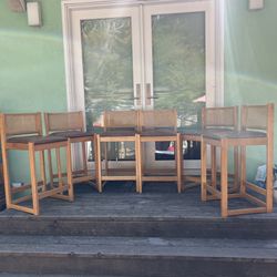 The Chair Store Butcher Block Shop High Cane Back Chairs Blond Wood Bar 6