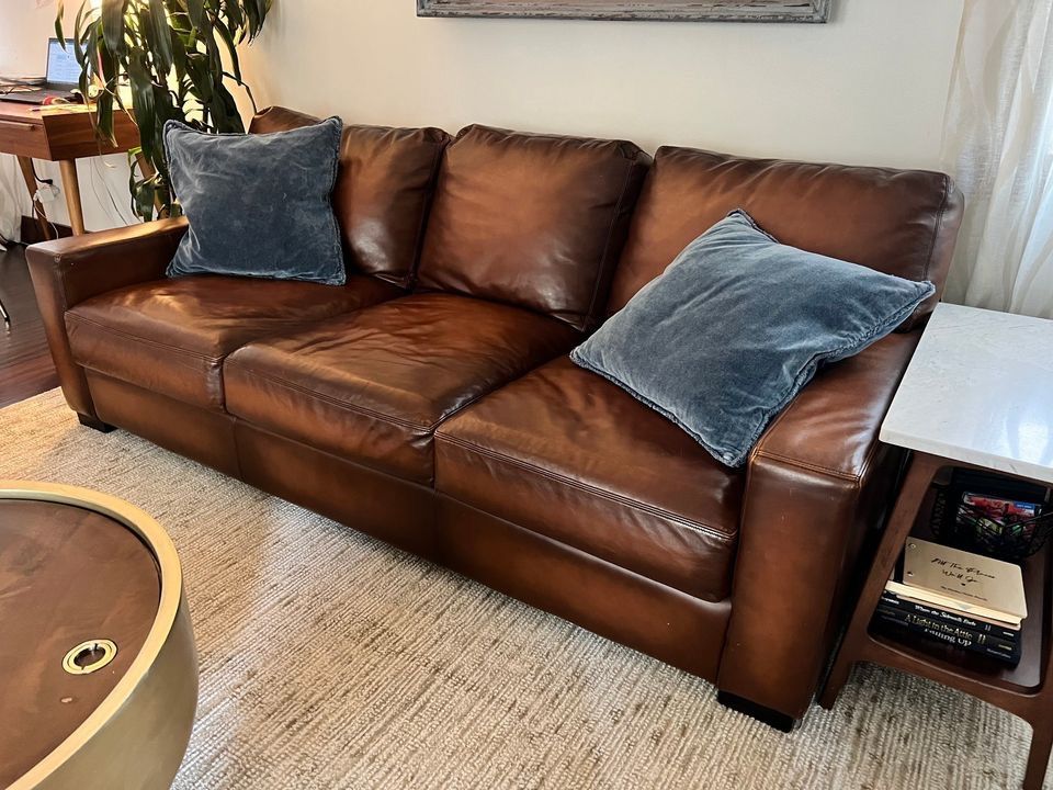 Pottery Barn Brown Leather Couch