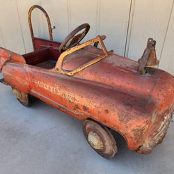 Old Murray Sad Face Fire Dept Kids Metal Pedal Car Original Firetruck