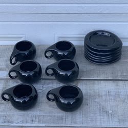 Vintage Imperial Collection Black Ceramic Cup & Saucer Set Made in England