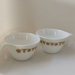 Set of 2 CORNING CORELLE Butterfly Gold Coffee Tea Cup USA Mustard Yellow Flower