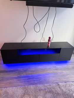Black Floating/Standing TV Stand with LED Lights