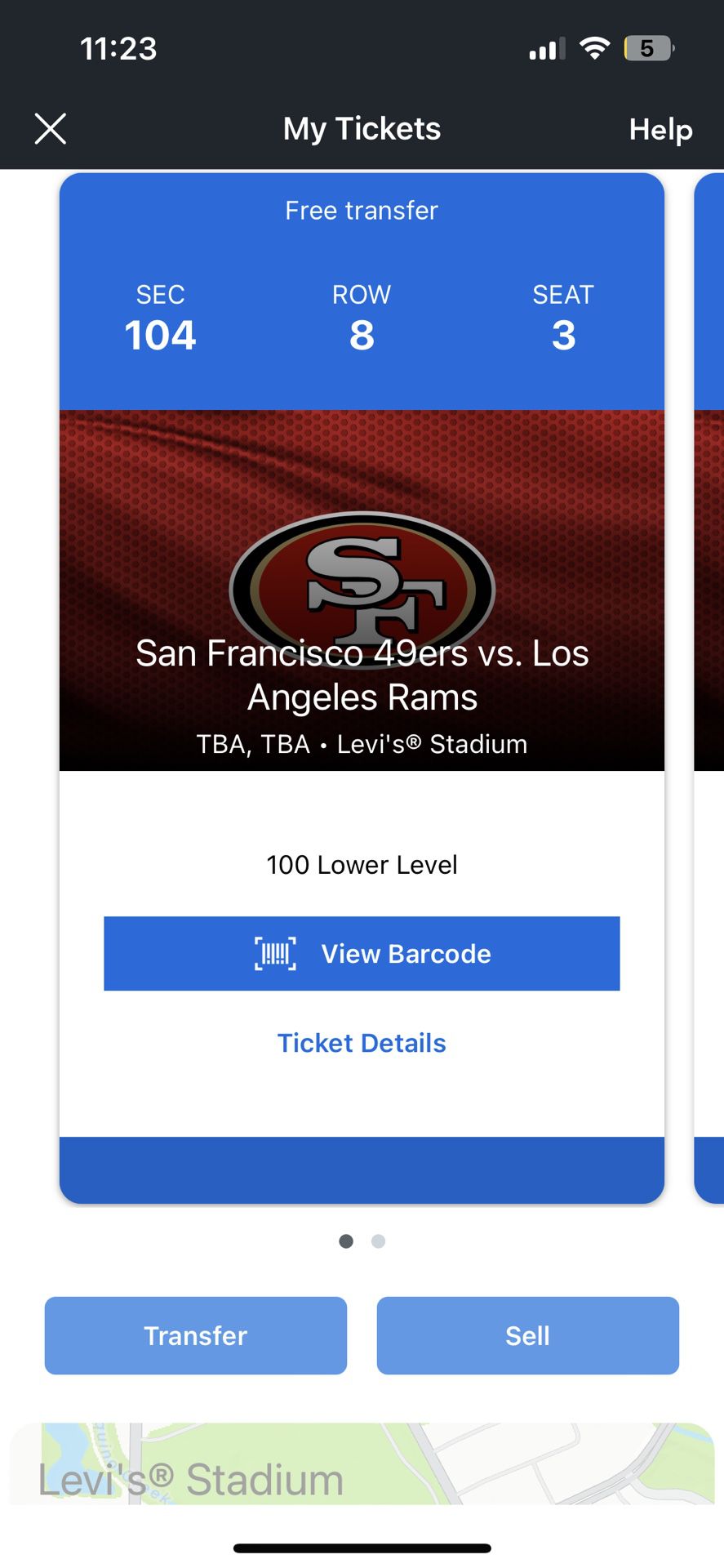 49ERS TICKETS ROW 8 WEEK 18 LAST HOME GAME OF YEAR
