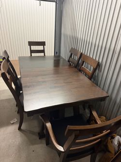 Large Wood Dining Table with 6 Chairs