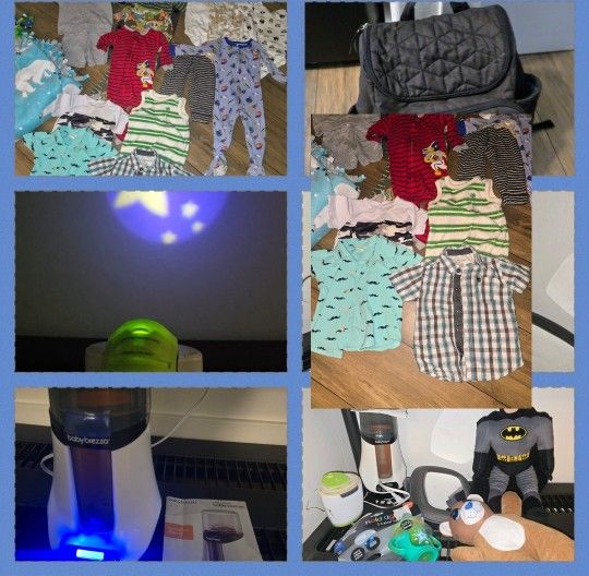 Baby Clothes
Sizes 18 & 24 Months
Blankets
Backpack
MyBaby Soundspa Lullaby Sound Machine & Projector
Smart Bottle Warmer & More Cash Firm