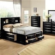 Brand New Black Queen Captain Bedframe + Dresser + Mirror + Nightstand 4PCs Set