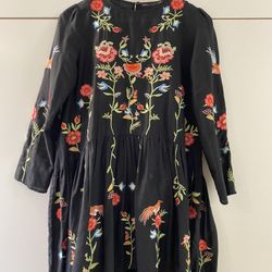Floral Dress Black with Flowers Size Small 